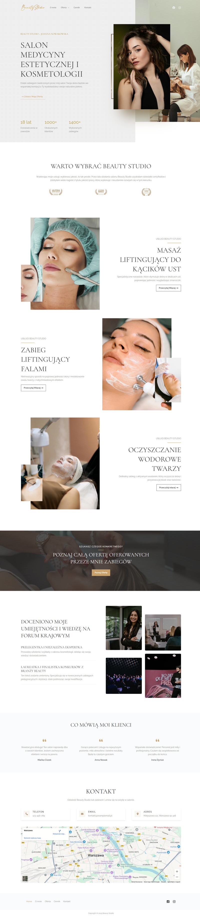 Projekt strony internetowej Beauty Studio