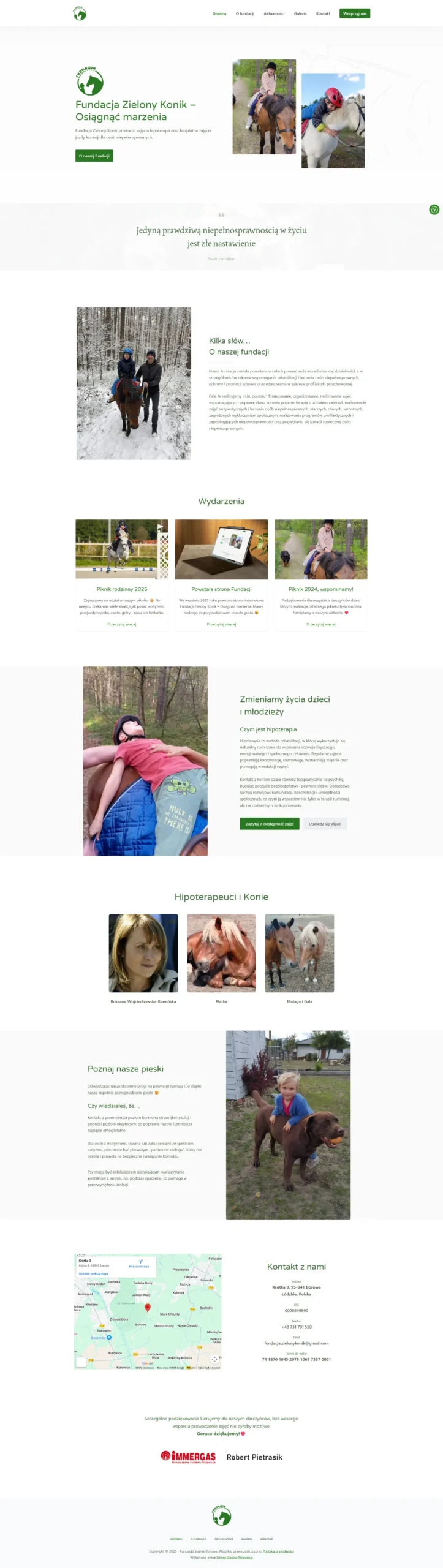 Zdjęcie strony głównej Fundacji Zielony Konik